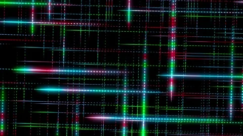 Dynamic Multicolored Neon Laser Grid Intersecting Lines Stock Footage 335814478