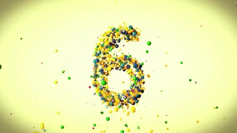 Dynamic multicolored particle countdown animation composed of small spheres 库存影片 344238440