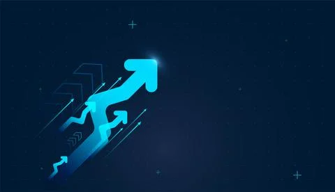 The dynamic multiple neon arrows rising up together, representing diversifi.. Stock Illustration