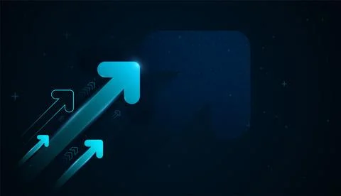 Dynamic ne-on arrows Growing upward of Technology Sucess, that capturing ra.. Stock Illustration