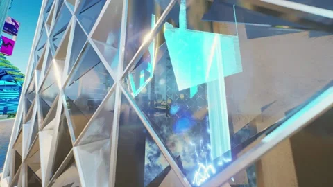 Dynamic Neo Dubai Utopian Cityscape Render Stock Footage 326098009