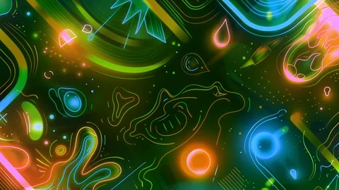 Dynamic Neon Abstract Psychedelic Animation with Seamless Retro Motion Stock Footage 315382833