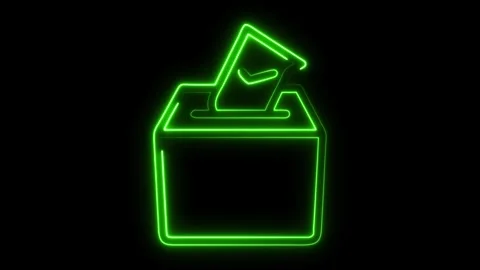 Dynamic neon animation of voting box shows elections and democratic process in Video stock 321141530