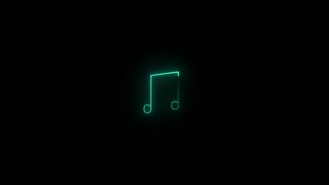 Dynamic neon aqua musical note animation - abstract cyberpunk eighth note Stock Footage 340342215