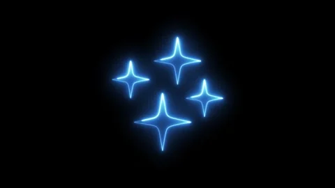 Dynamic neon blue glowing star shapes animation appearing on a pure black b.. Stock Footage 318521291