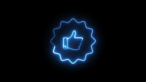 Dynamic neon blue thumbs up animation within an evolving wavy circle on a b.. 스톡 동영상 318142043