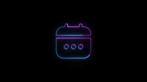 Dynamic neon calendar icon animation with glowing effect in 4k resolution Stock Footage 320153769