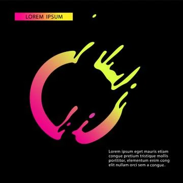 Dynamic neon circle logo splash on the background vector illustration template. Ilustración de archivo
