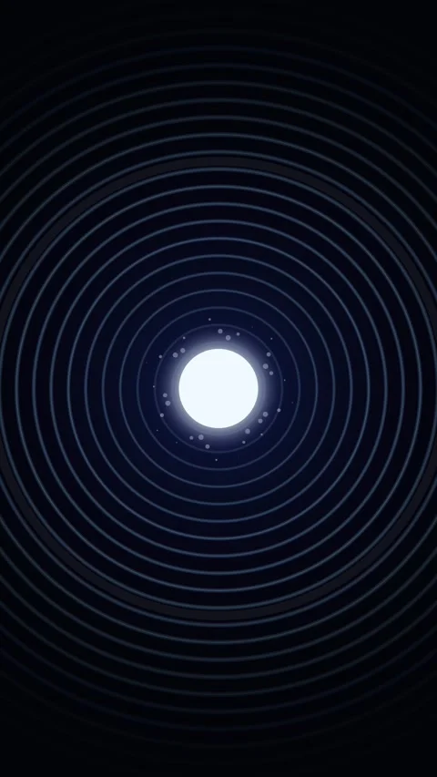 Dynamic neon circular wave ripple pattern on dark futuristic background Stock Footage 344936394