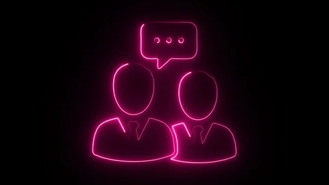 Dynamic neon communication concept with two people discussing ideas in a Stock Footage 321141966
