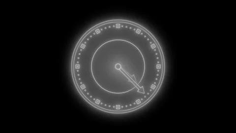 Dynamic Neon Countdown Analog Clock with Smooth Animation Stock Footage 308044594