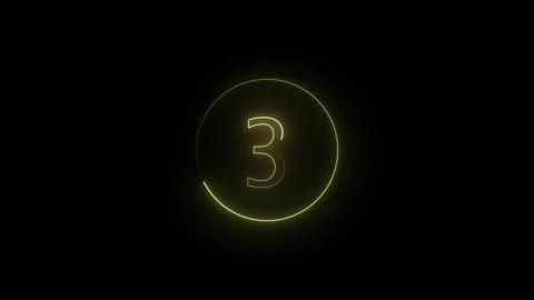 Dynamic neon countdown timer from zero to five inside circle progress bar o.. Stock Footage 332158299