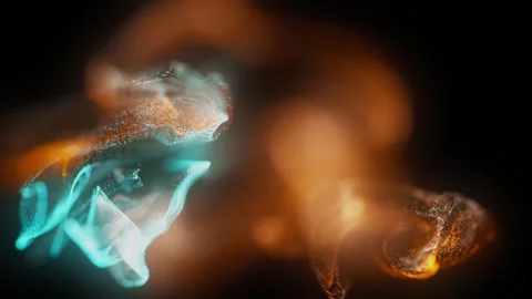 Dynamic Neon Fluid Art with Glowing Dust Particles Seamless 4K Background Loo Stock Footage 344349818