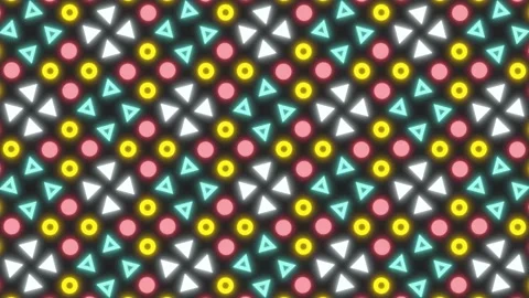 Dynamic Neon Geometric Pattern with Rotating Circles and Triangles 스톡 동영상 335078577