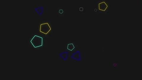 Dynamic neon geometric shapes with vibrant glow on dark background Stock Footage 317870831