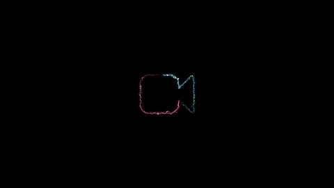Dynamic neon glow animation of a video camera icon with film reel elements Stock Footage 320939219