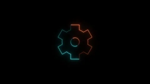 Dynamic neon glow settings gear icon animation in 4k resolution Stock Footage 320153759