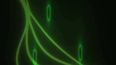 Dynamic neon green light trails and glowing circular elements in motion. Stock Footage 334520940