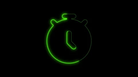 Dynamic neon green stopwatch icon pulsing with urgency on a dark background, Stock Footage 320982582