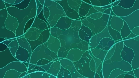 Dynamic neon green tech background with flowing abstract digital neural net.. Stock Footage 346002203