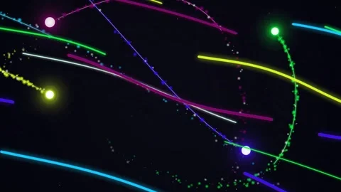 Dynamic Neon Light Trails Sweep Across Dark Background. Stock Footage 328703255