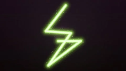 Dynamic neon lightning bolt animation against a dark backdrop Stock Footage 326705165