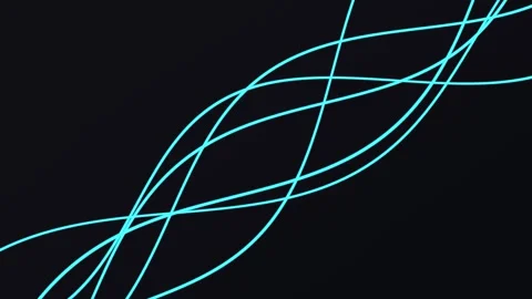 Dynamic neon lines create abstract, flowing patterns against a dark backdrop Stock Footage 325770802