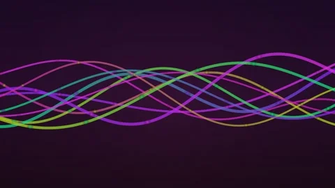 Dynamic neon lines flow across a dark purple background Stock Footage 326721202