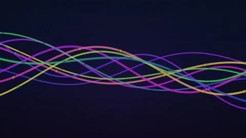 Dynamic neon lines flow across a dark background Stock Footage 326997767