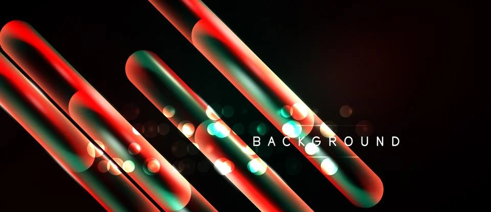 Dynamic neon lines intersect black space. Vibrant red, teal hues create Stock Illustration