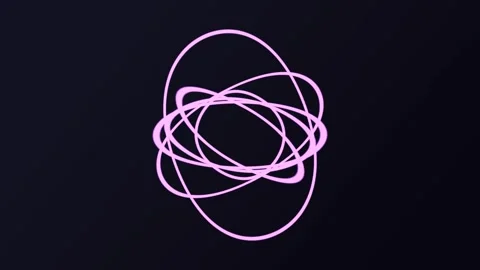 Dynamic neon orbitals pulse against a dark backdrop Stock Footage 325770885