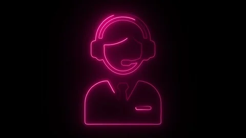 Dynamic neon outline of a customer service agent with headset and microphone Stock Footage 320982585