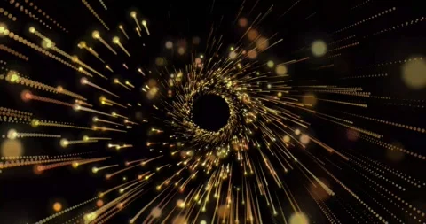 Dynamic neon particles radiating and swirling across a dark background Stock Footage 318990517