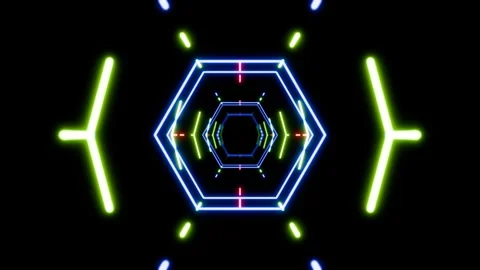 Dynamic neon patterns create a mesmerizing VJ loop for music enthusiasts Stock Footage 292095172