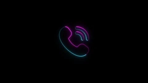 Dynamic neon phone icon animation with glowing effects in 4k resolution Stock Footage 320153758