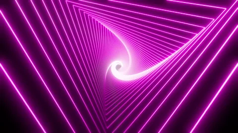 Dynamic neon pink tunnel of triangles. Perfect for abstract, futuristic, and Stock Footage 321432247