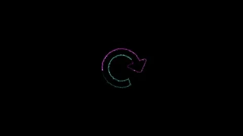 Dynamic neon refresh arrow icon animation with glowing effect Stock Footage 322998158