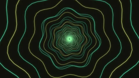 Dynamic neon spiral shape on dark background creates a visual effect Stock Footage 337073315