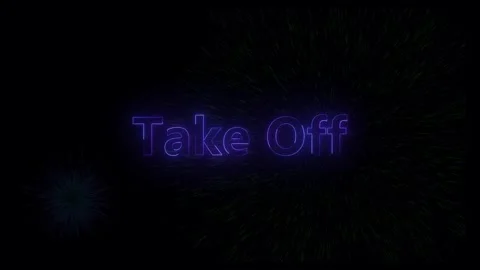 Dynamic neon take off text animation with cosmic background and light effects Stock Footage 318099143