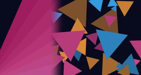 Dynamic neon triangles against dark backdrop Stock Illustration