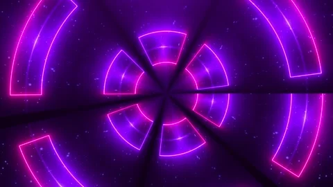 Dynamic neon tunnel with rotating arc patterns. Seamless loop abstract Vidéo 320556029