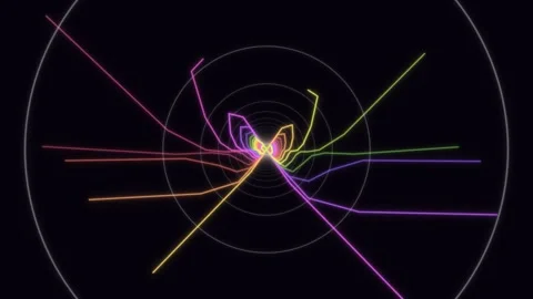 Dynamic neon wave patterns in abstract tunnel design Stock Footage 336995710