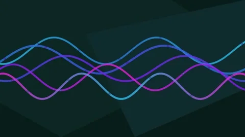 Dynamic neon waveforms pulse against a dark, energetic backdrop Stock Footage 326176272