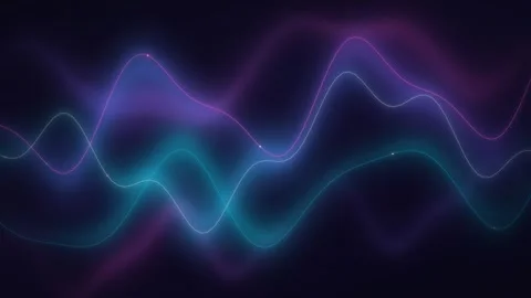 Dynamic Neon Waveforms in Purple, Pink and Teal 動画素材 338237323