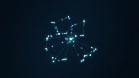 Dynamic Network of Glowing Interconnected Points Expanding and Contracting .. Vídeos de archivo 347361595