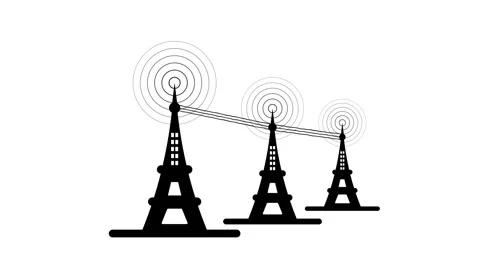 Dynamic Network Tower Icon Animation with Radiating Waves. Stock Footage 282576827