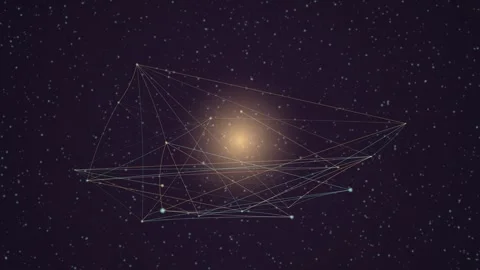 Dynamic network visualization against a cosmic backdrop Stock Footage 327338906