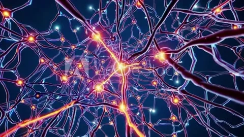 Dynamic Neural Network with Glowing Synapses-2 Stock Footage 313568639
