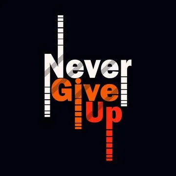 Dynamic "Never Give Up" Vertical Linear Typography Design Ilustração Stock