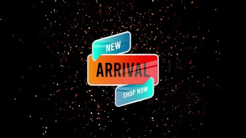 Dynamic new arrival animation with double pop confetti effect and shop now .. Stock Footage 327968845
